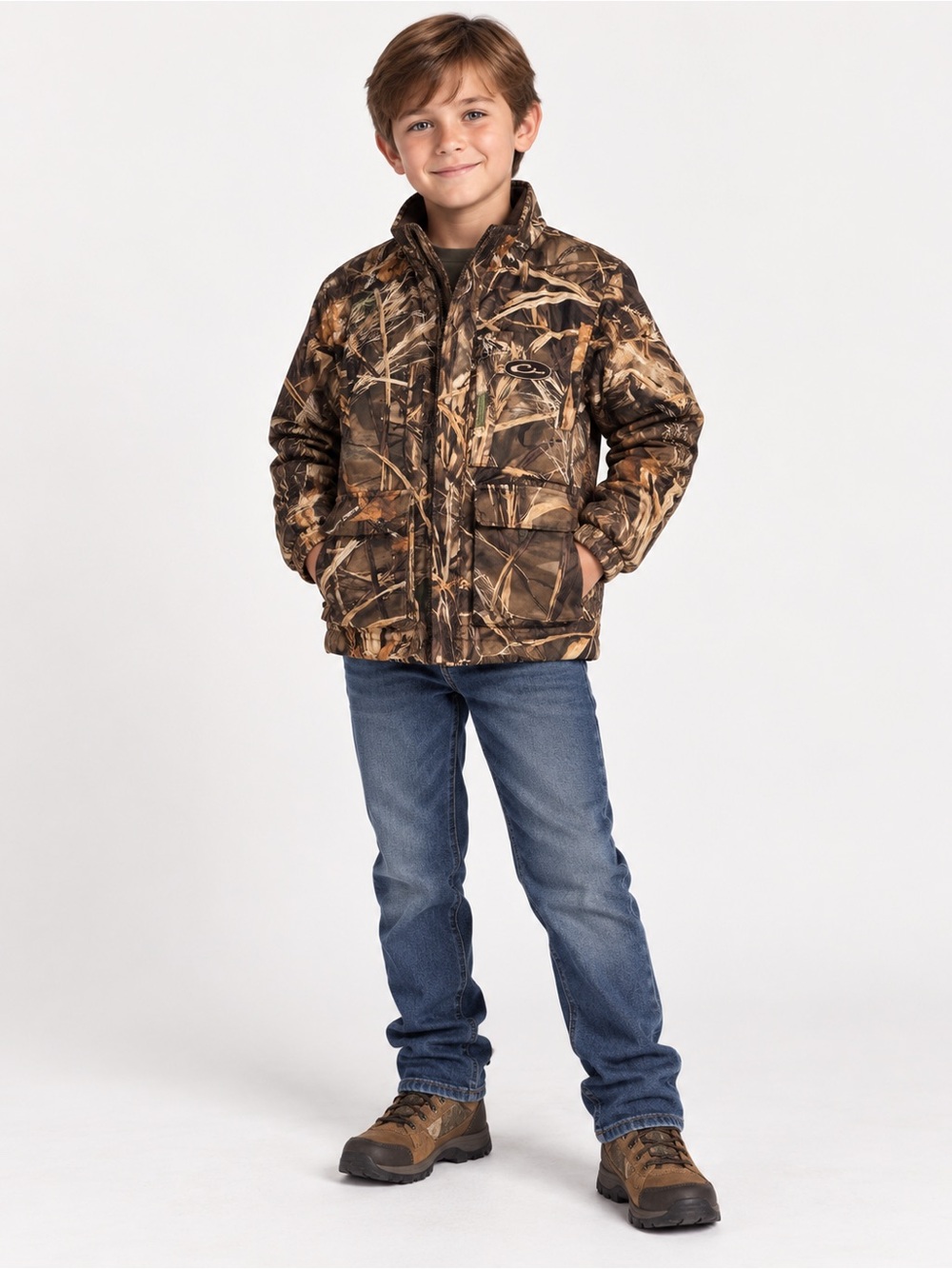 Realtree-Style Kids Camouflage Jacket - Brown Camo
